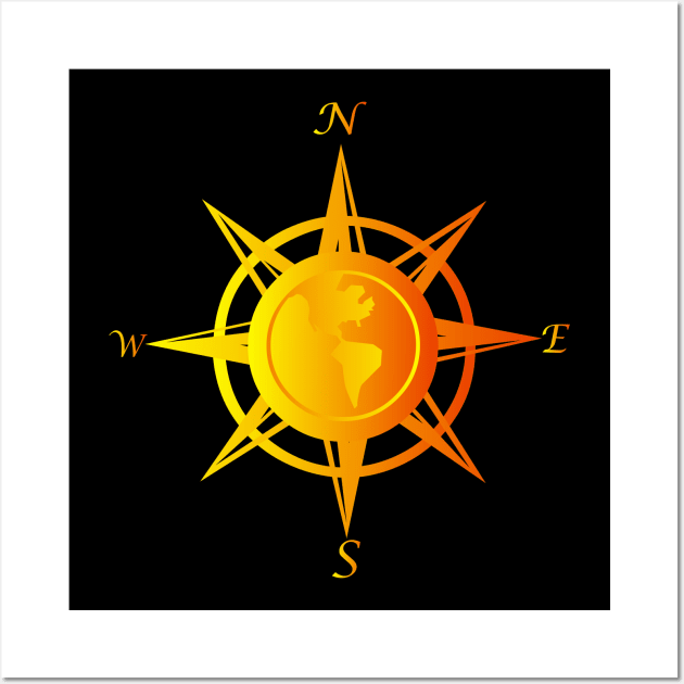 Compass rose with cardinal points Wall Art by SAMUEL FORMAS